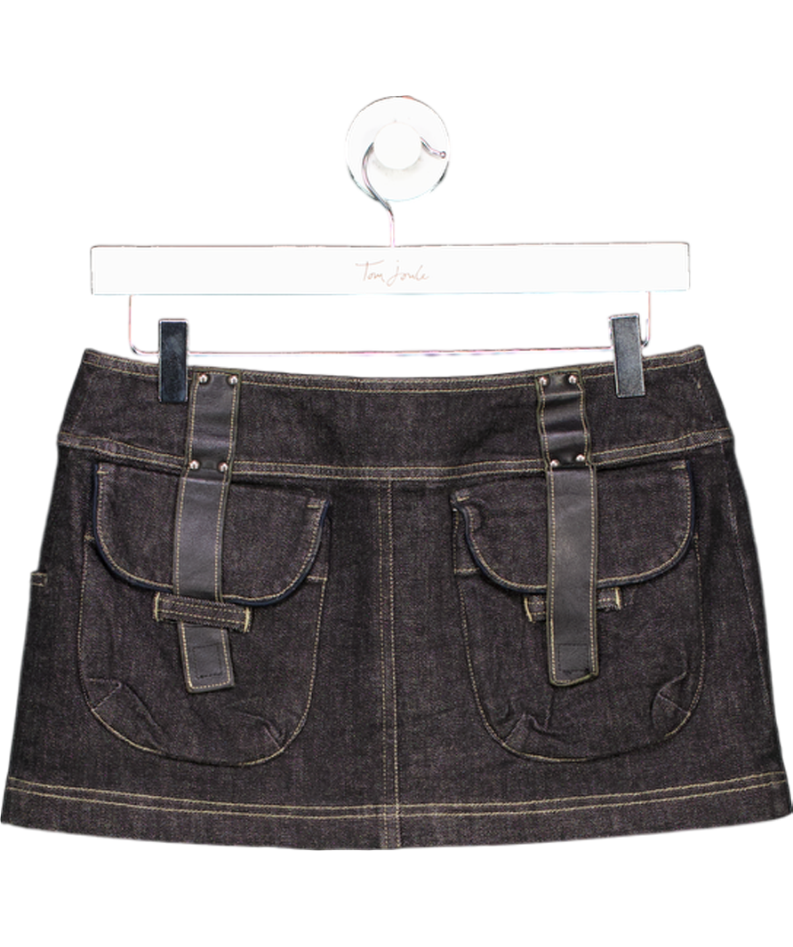 Planet Remix Black Denim Utility Mini Skirt UK S