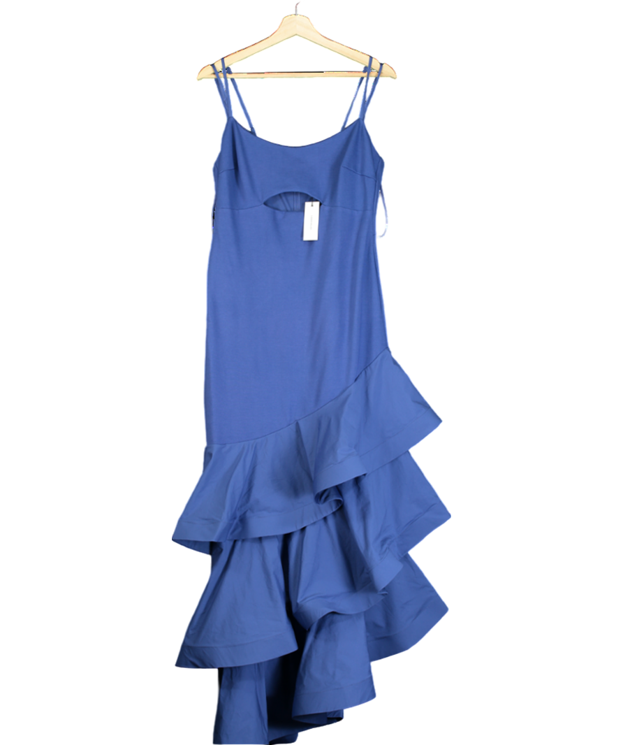 Karen Millen Blue Ruffle Hem Maxi Dress UK 12