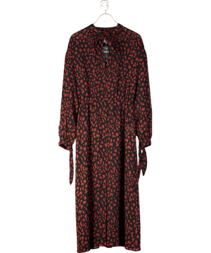 Nanushka Black Tie Neck Animal Print Dress UK M