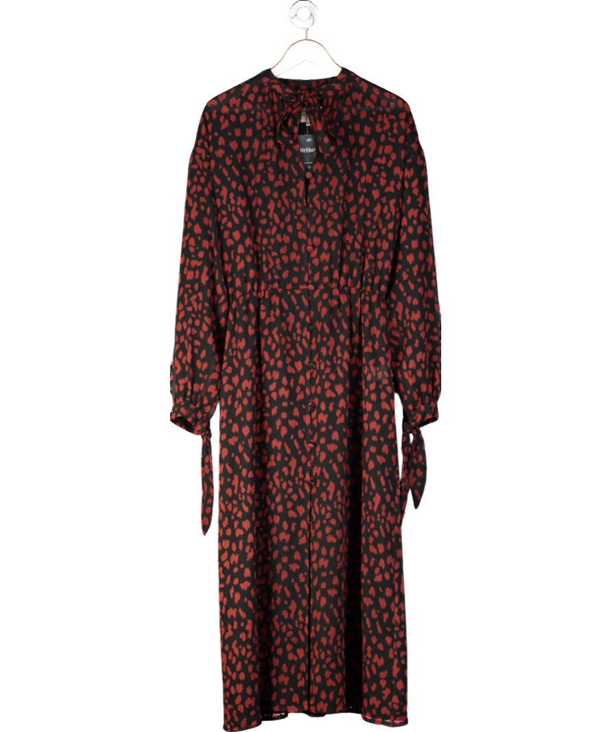 Nanushka Black Tie Neck Animal Print Dress UK M