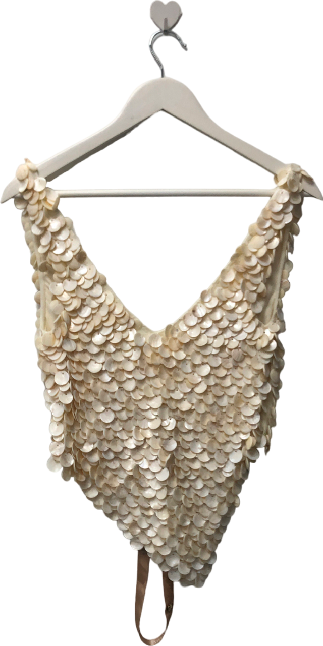 Meshki Cream Willow Mother Of Pearl Halter Top UK XXS