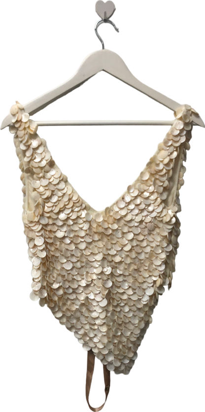 Meshki Cream Willow Mother Of Pearl Halter Top UK XXS