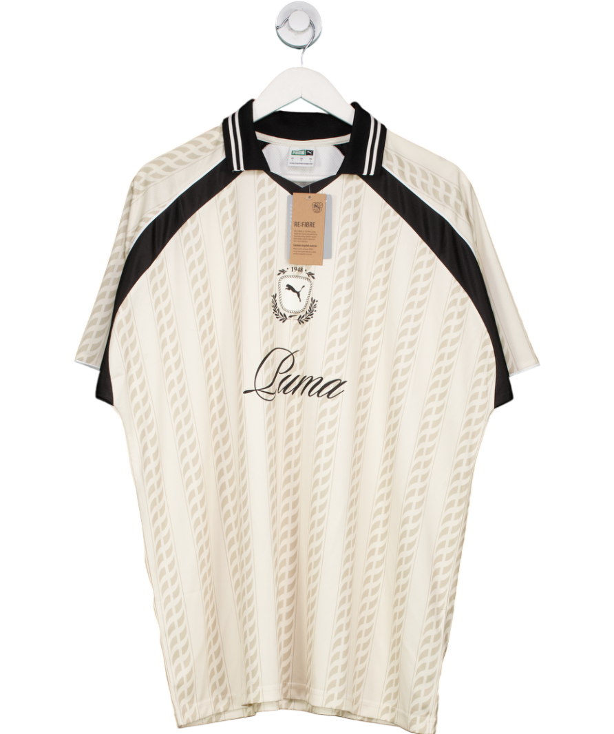Cream Puma Archive Print Football Jersey In White And Black UK L