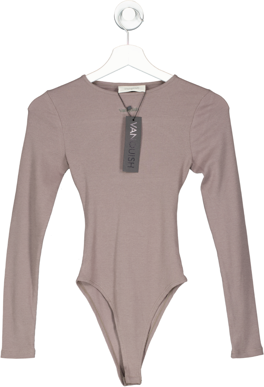 Vanquish Restore Cinder Brown Long Sleeve Ribbed Bodysuit UK S