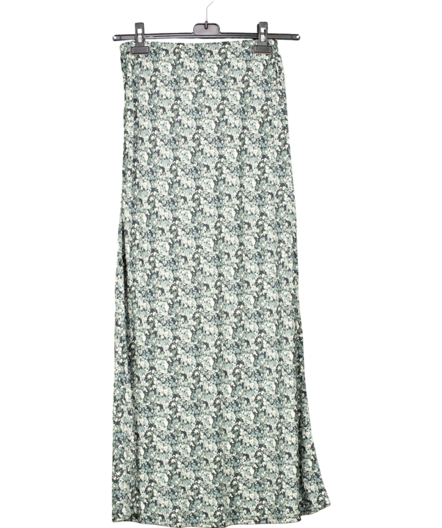 MANGO Green Floral-print Long Skirt UK S