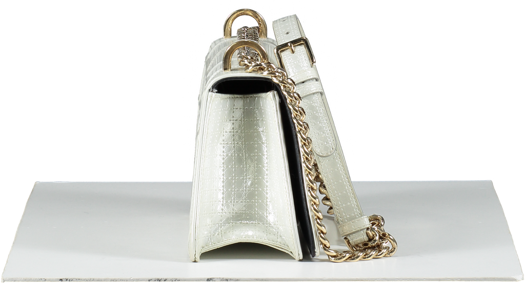 Dior Diorama White Pearl Patent Leather Crossbody Bag
