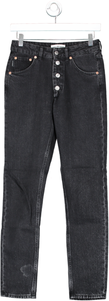 Balenciaga Black High Rise Button Fly Jeans UK 8