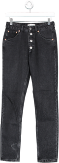 Balenciaga Black High Rise Button Fly Jeans UK 8