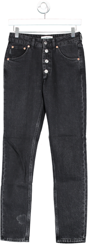 Balenciaga Black High Rise Button Fly Jeans UK 8