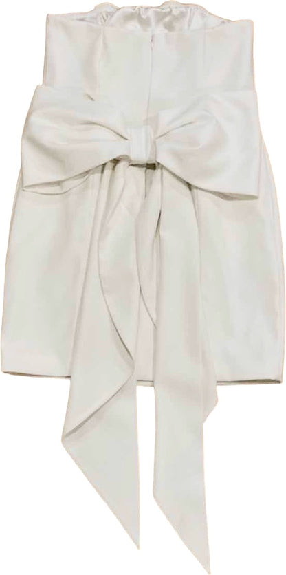 Nadine Merabi Emiliee White Mini Dress With Bow & Detachable Sleeve UK XS