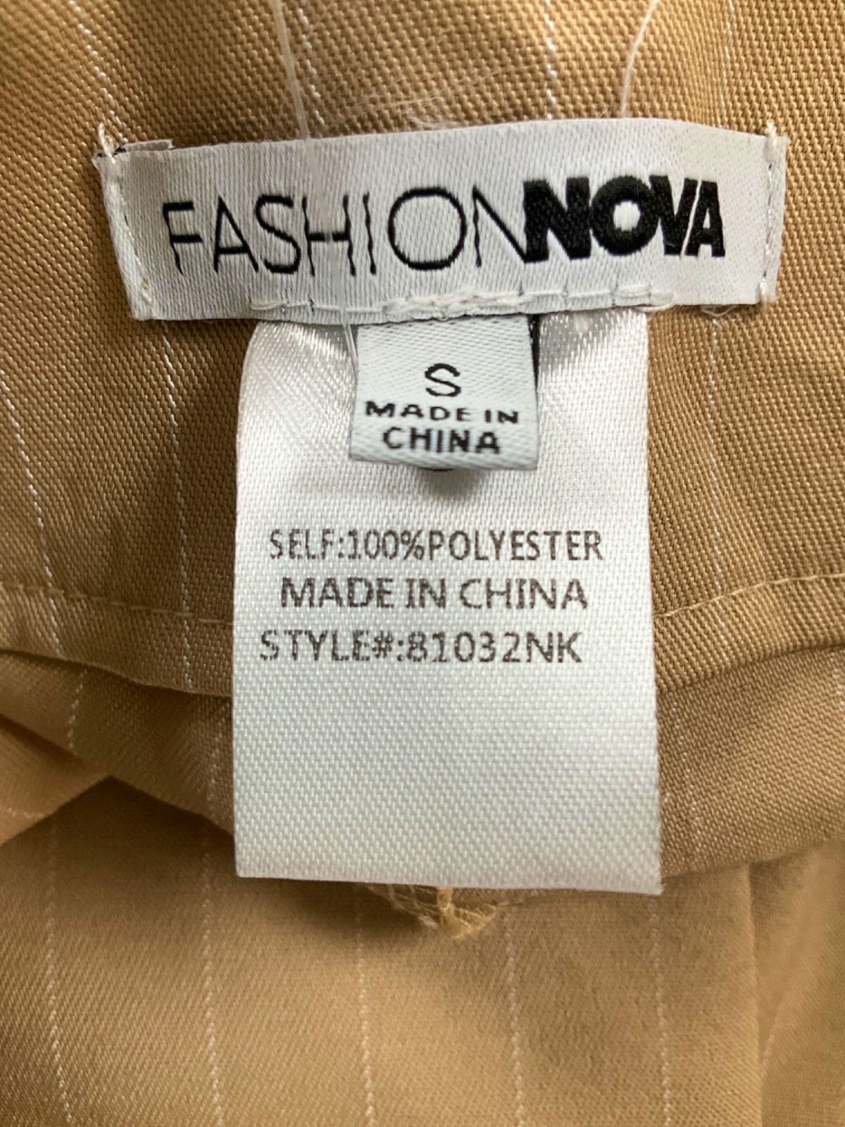 Fashion Nova Beige Pinstripe Trousers UK S