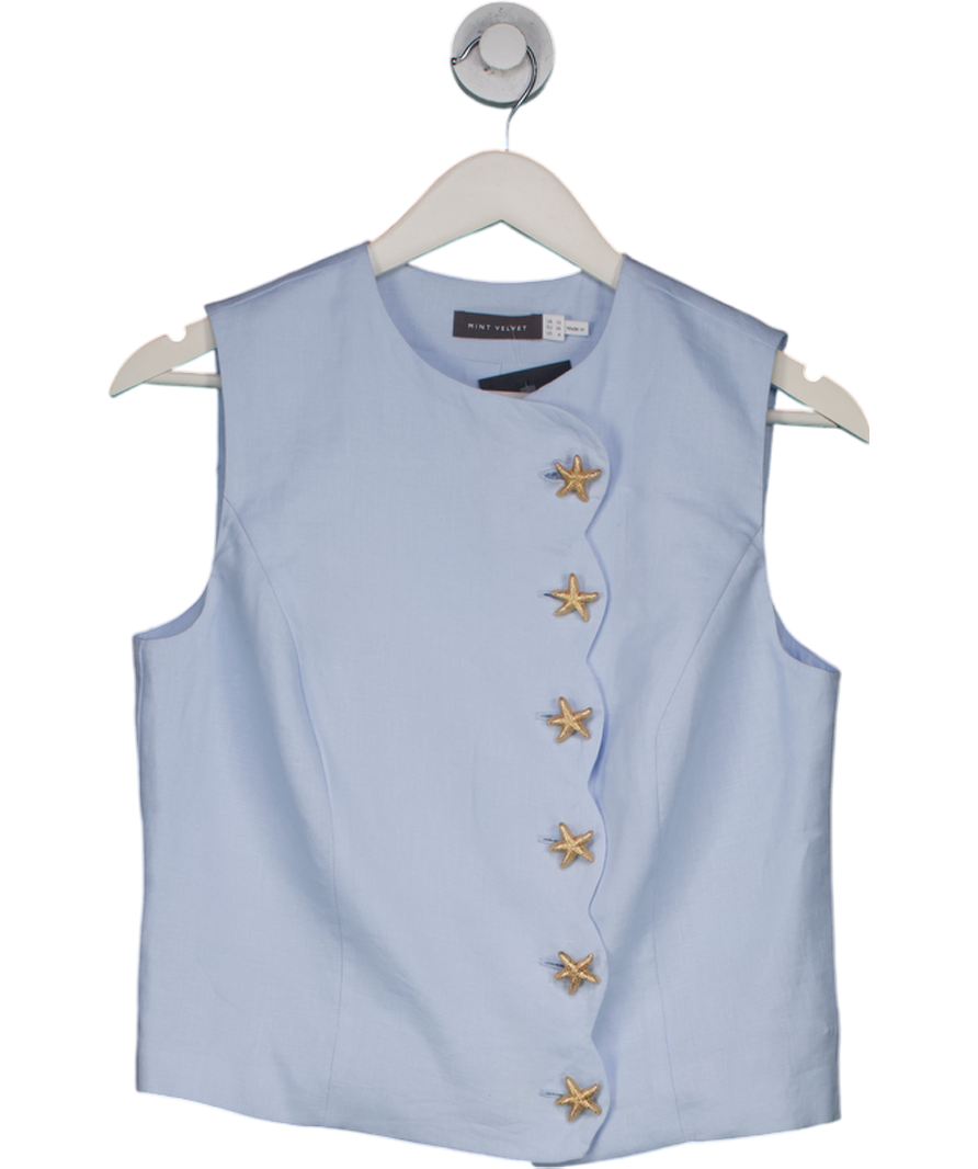 Mint Velvet Blue Linen Starfish Top UK 10
