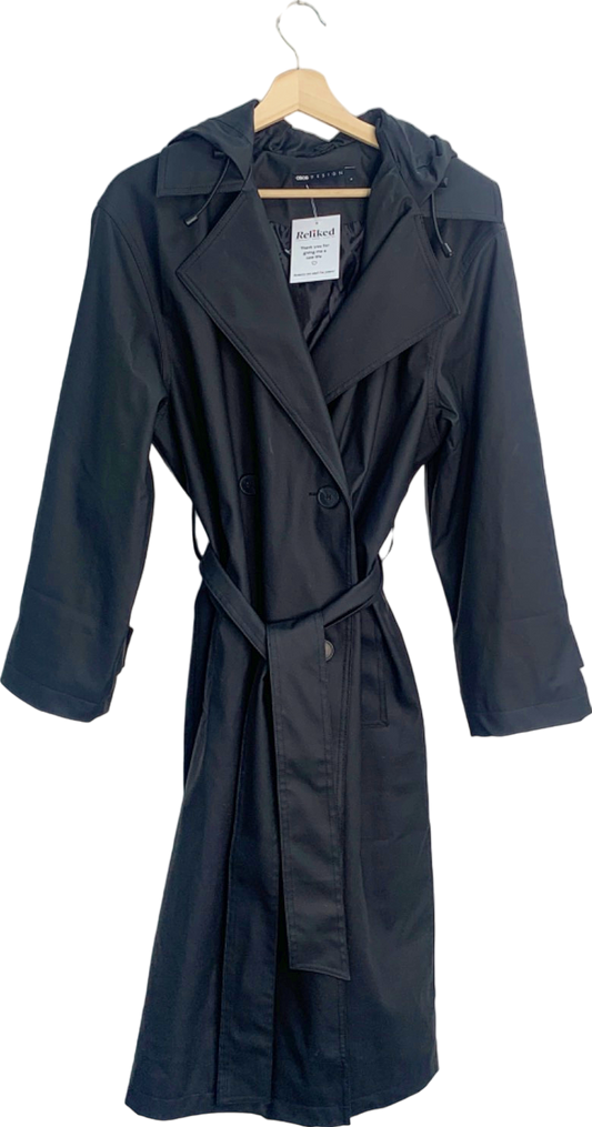 ASOS Design Black Hooded Trench Coat UK S