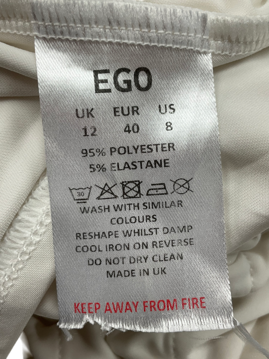 Ego Asymmetric White Mini Dress UK 12