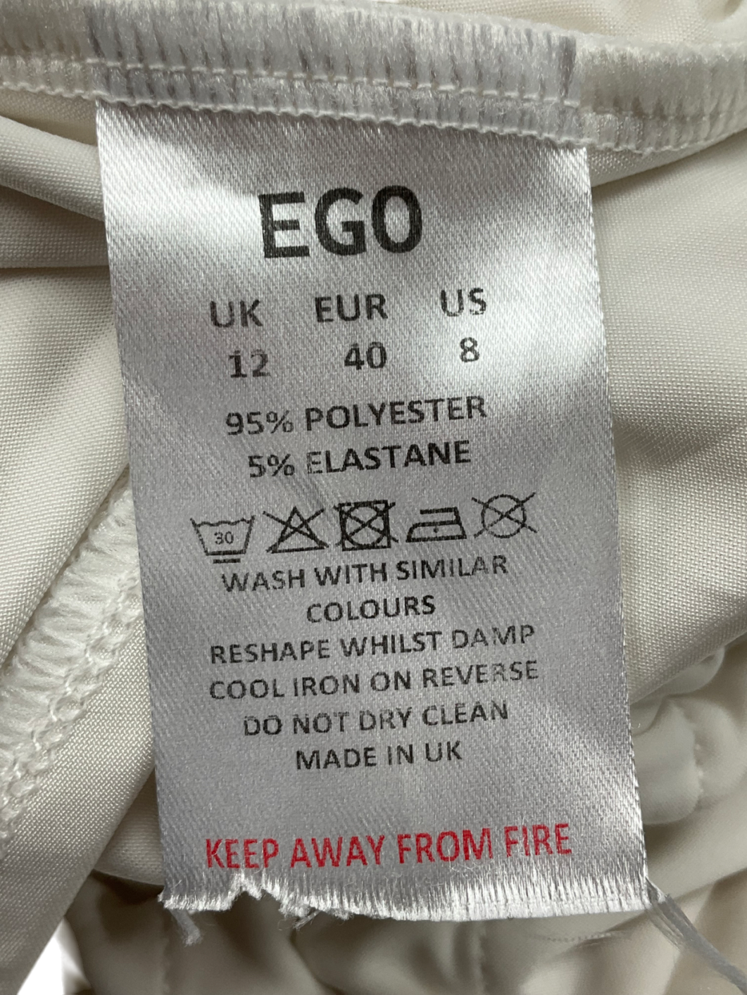 Ego Asymmetric White Mini Dress UK 12