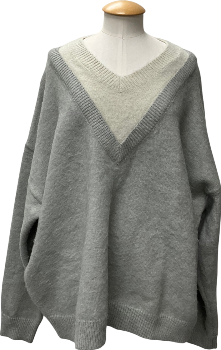 boohooMan Grey Oversized Double Layer Brushed Knitted Jumper UK XL