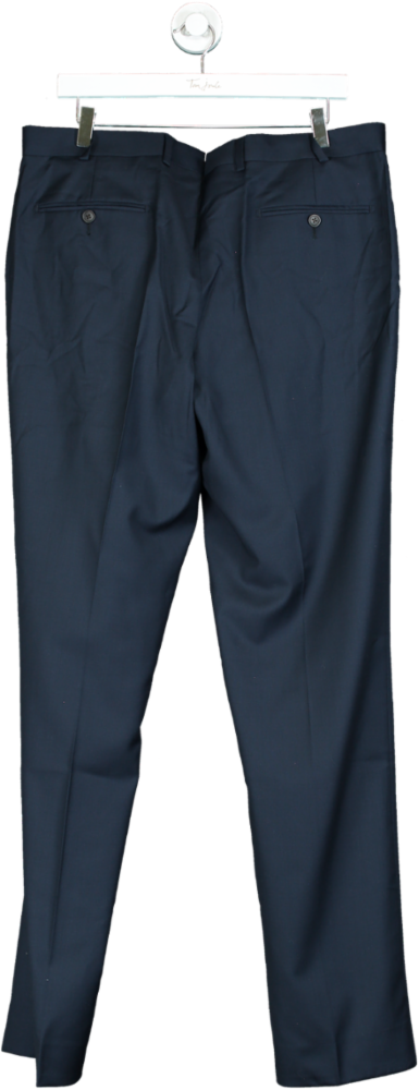 SuitSupply Blue Navy Slim Leg Straight Suit Trousers UK XL W38