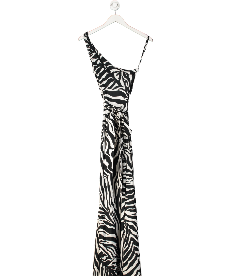 Alexandra Miro Black Zebra Print One Shoulder Maxi Dress UK M