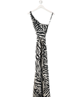 Alexandra Miro Black Zebra Print One Shoulder Maxi Dress UK M