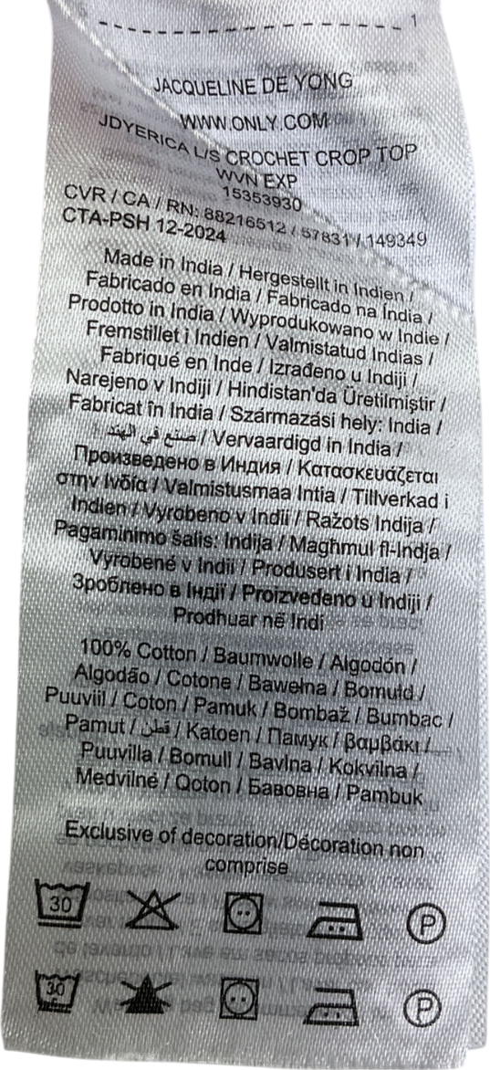 Next White Crochet Long Sleeve Blouse UK S