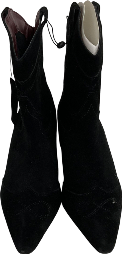 River Island Black Suede Kitten Heeled Western Boots UK 5 EU 38 👠