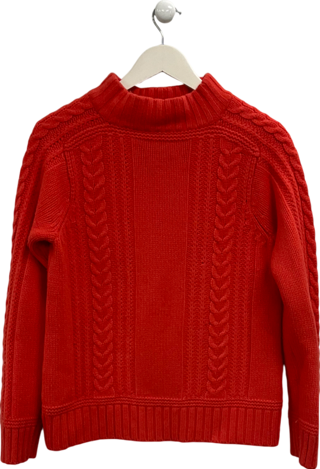 Aubin & Wills Orange 100% Wool Cable Knit Jumper UK M