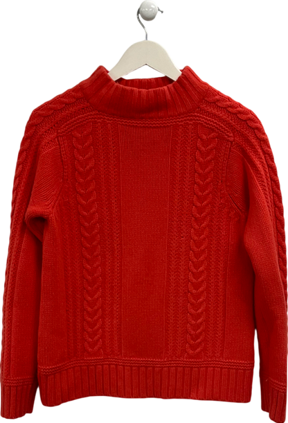 Aubin & Wills Orange 100% Wool Cable Knit Jumper UK M