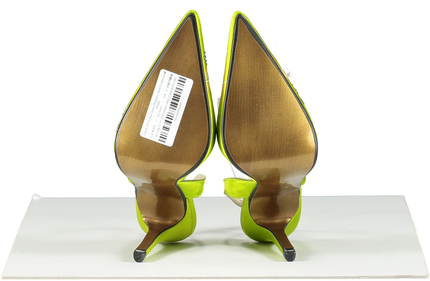 LEWRE Lewre X Eric Way Green Bespoke Satin Embellished Shoes UK 3 EU 36 👠