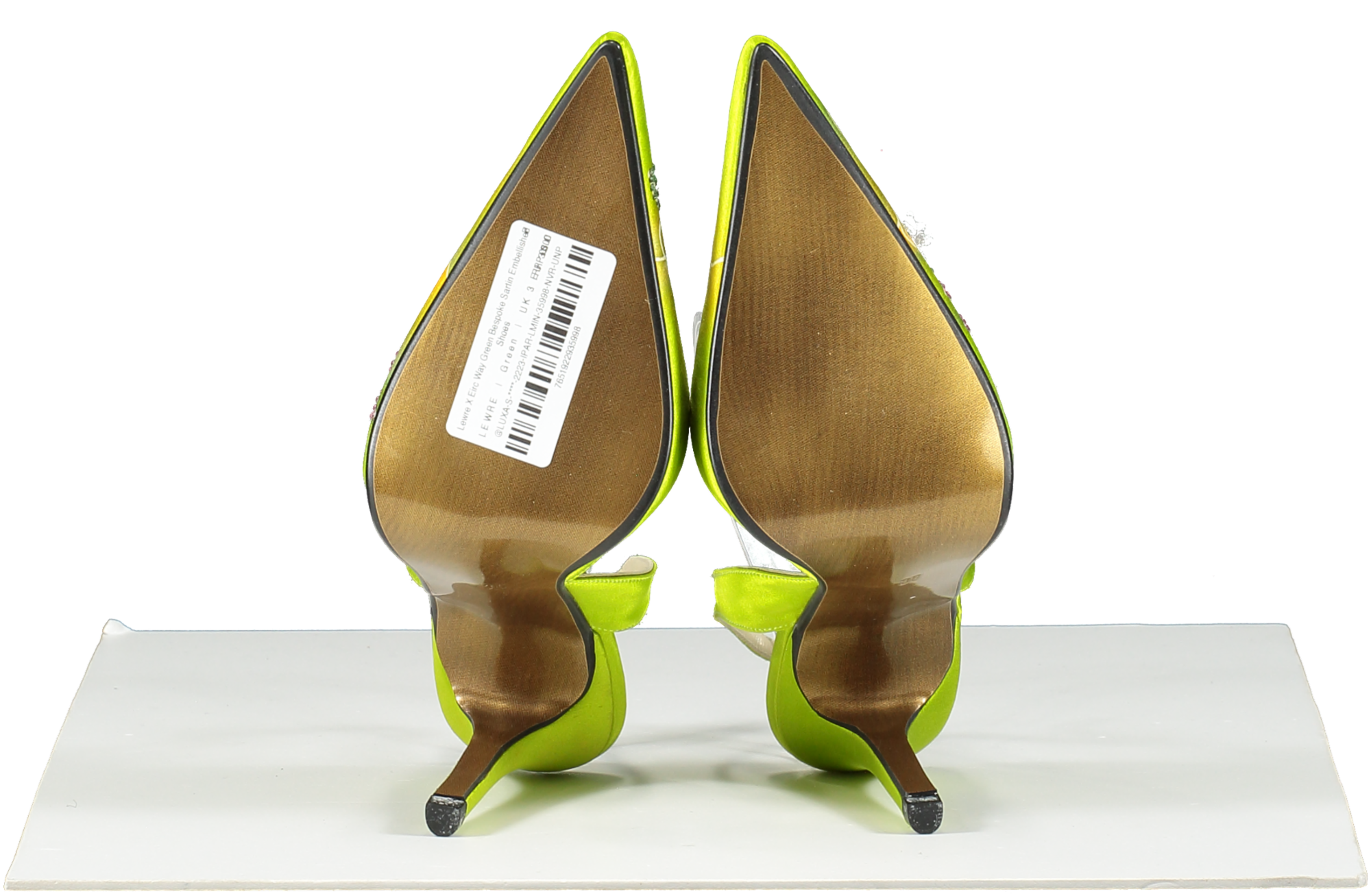 LEWRE Lewre X Eric Way Green Bespoke Satin Embellished Shoes UK 3 EU 36 👠