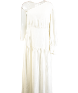 ASOS White One Linen Blend  Shoulder Maxi Dress UK 8