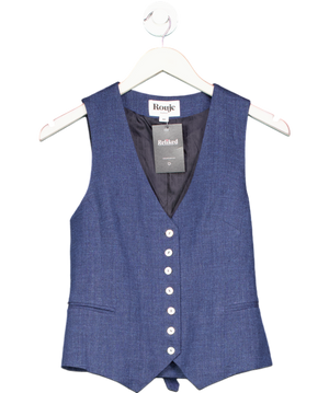 Rouje Blue Jacob Linen Blend Waistcoat UK 12