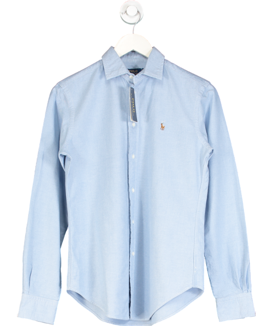 Polo Ralph Lauren Blue Slim Fit Embroidered Polo Player Oxford Shirt Us2 UK 6