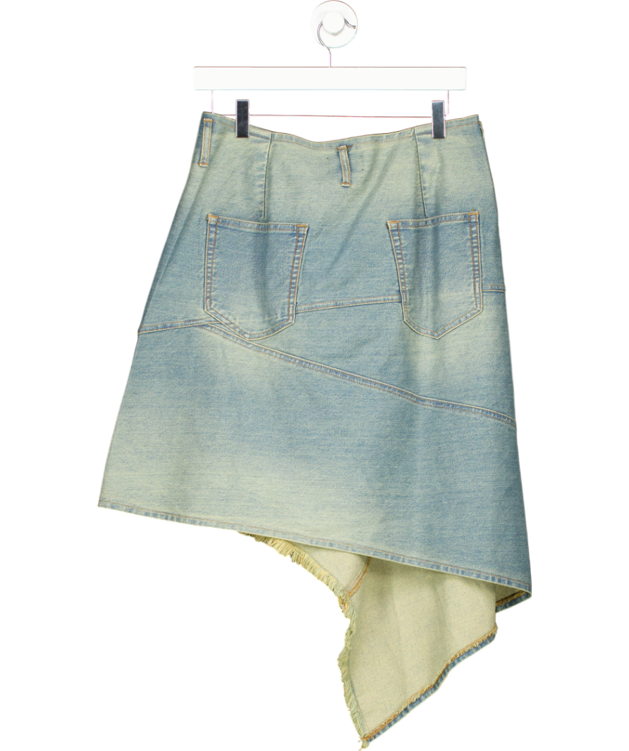 Basic Pleasure Mode Blue Asymmetric Awkward Length Denim Skirt UK M