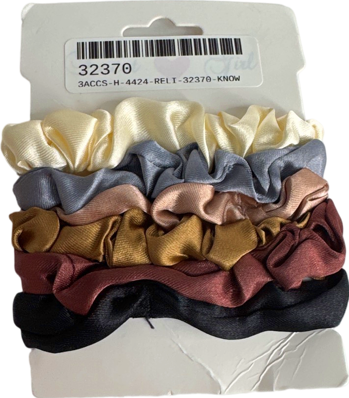 Set of 5 neutral Satin Hair Scrunchies