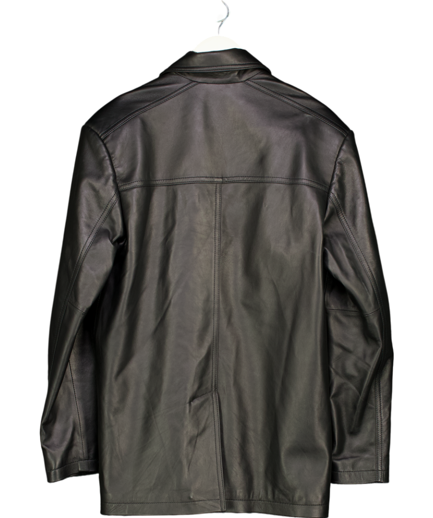 Manokhi Black Luxury Real Leather Button Up Jacket UK M