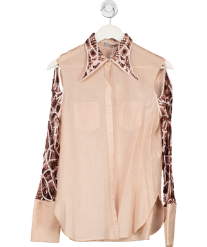 Mariana Jungmann Nude Lace Sleeve Shirt UK 8
