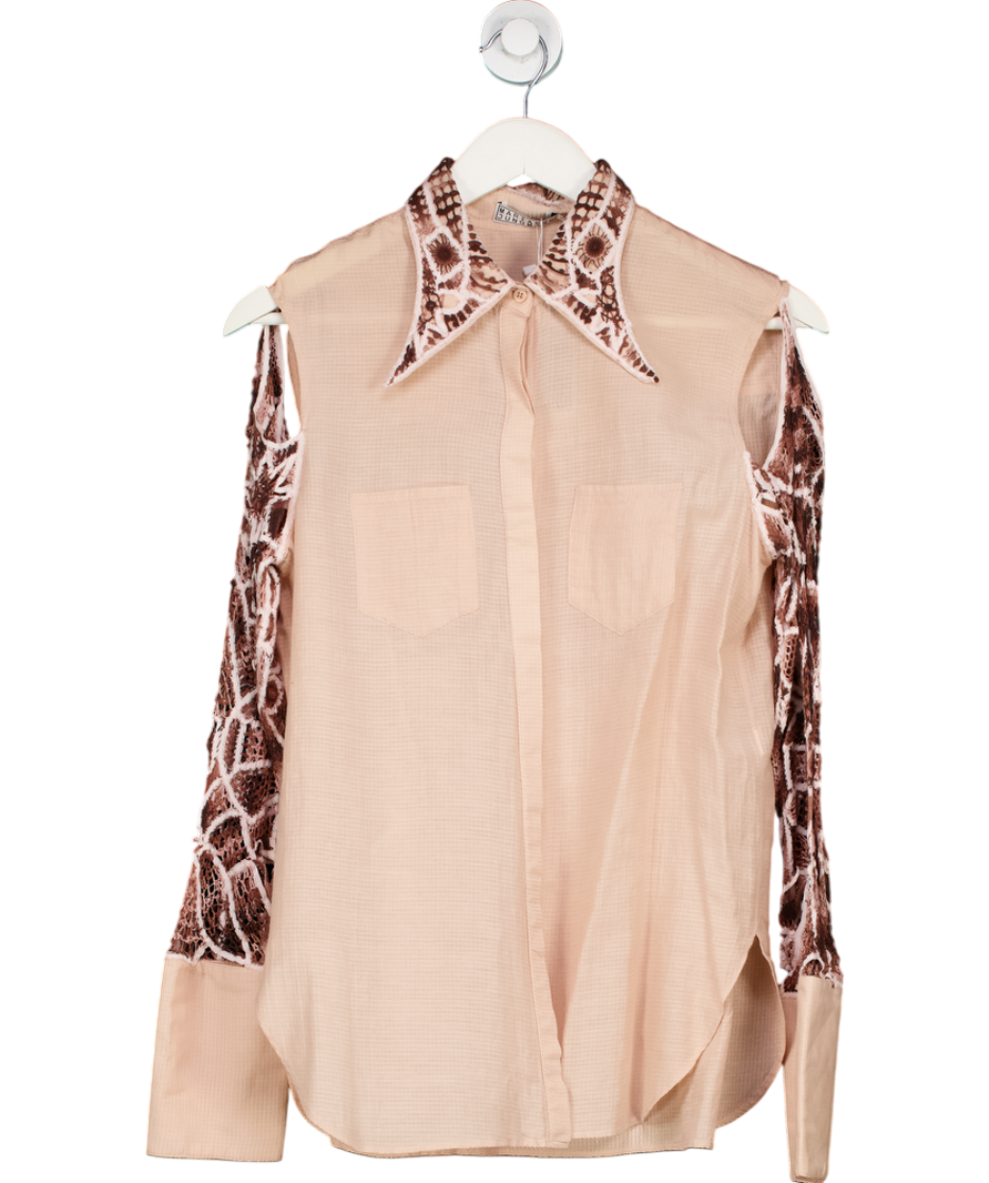 Mariana Jungmann Nude Lace Sleeve Shirt UK 8