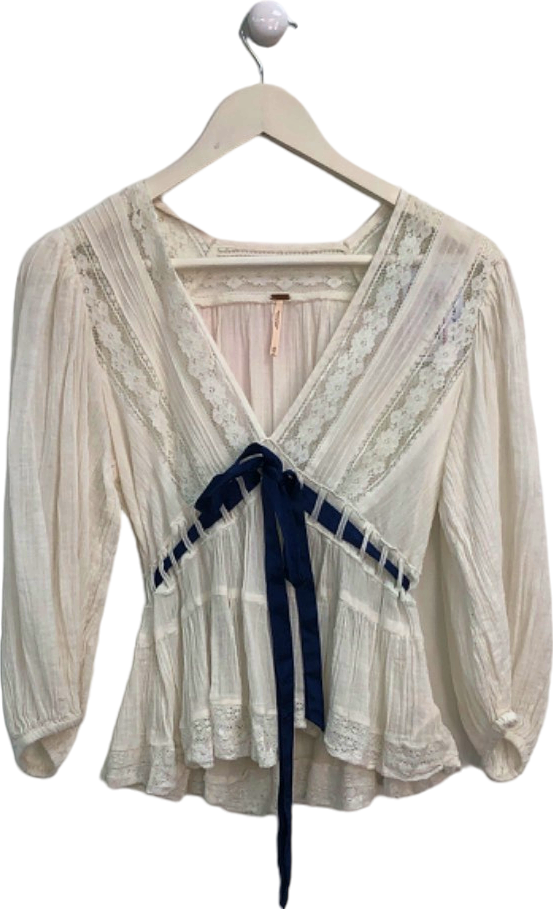 Free People Cream Lace Tunic Top UK XS