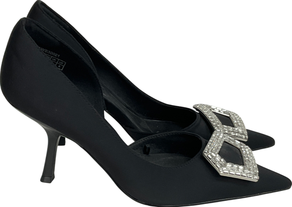 Urban Revivo Black Buckle Décor Heeled Pumps UK 4 EU 37 👠