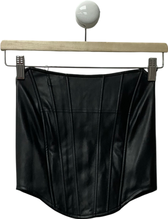 4th & Reckless Black Pu Corset Top In Bla UK 8
