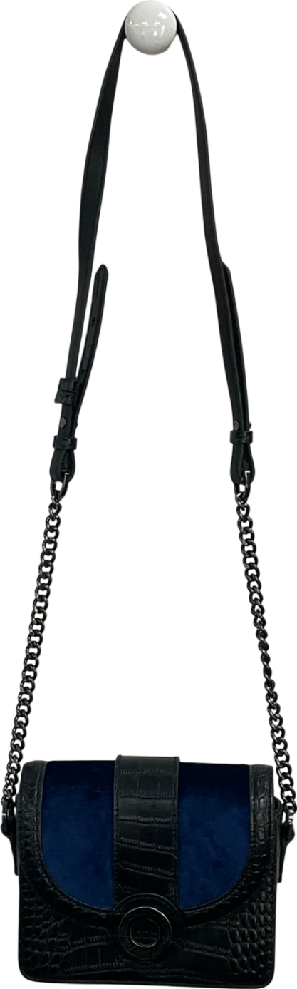 folli follie Black Croc Print At With Royal Blue Velvet Feature