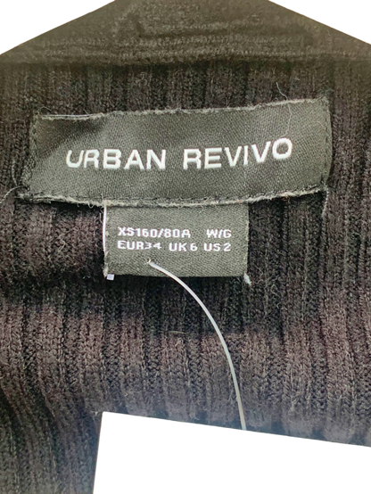 Urban Revivo Black Ribbed Wrap Sweater XS