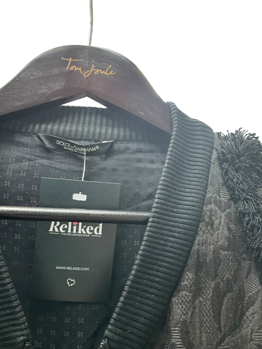 Dolce & Gabbana Black Embroidered Bomber Jacket UK L