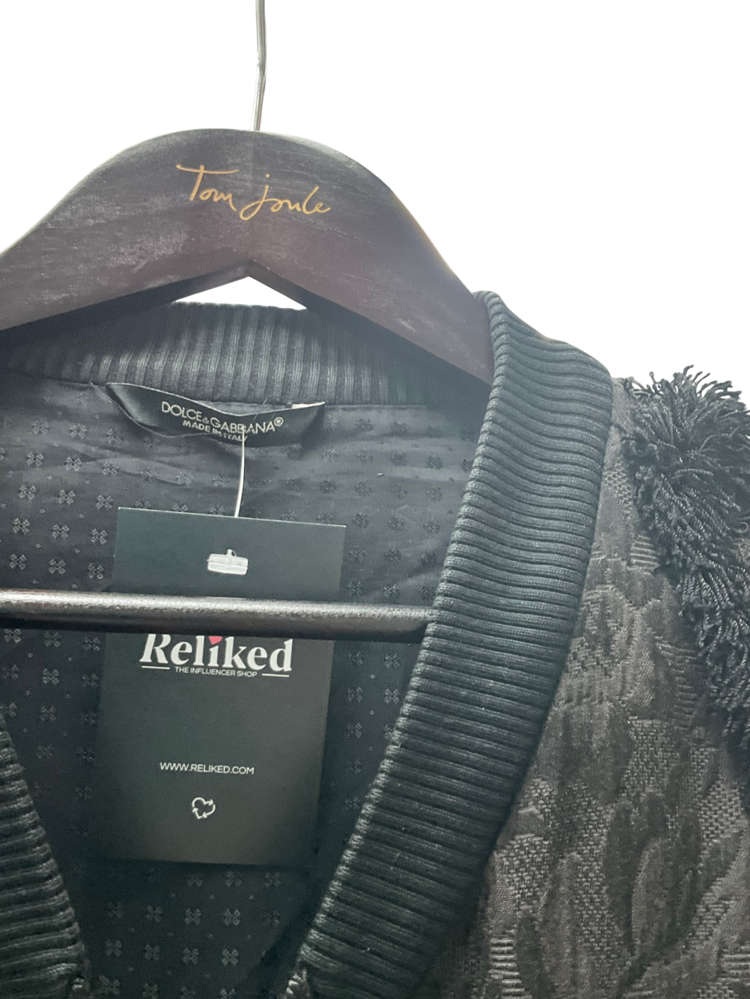 Dolce & Gabbana Black Embroidered Bomber Jacket UK L