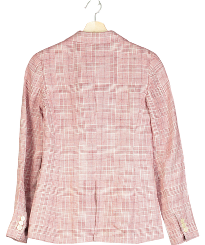 Massimo Dutti Pink Linen Plaid Blazer UK 10