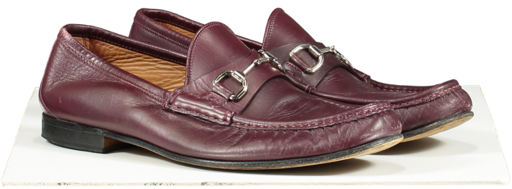 GUCCI Moccasins Horsebit Leather Loafers Burgundy UK 9 EU 43 👞
