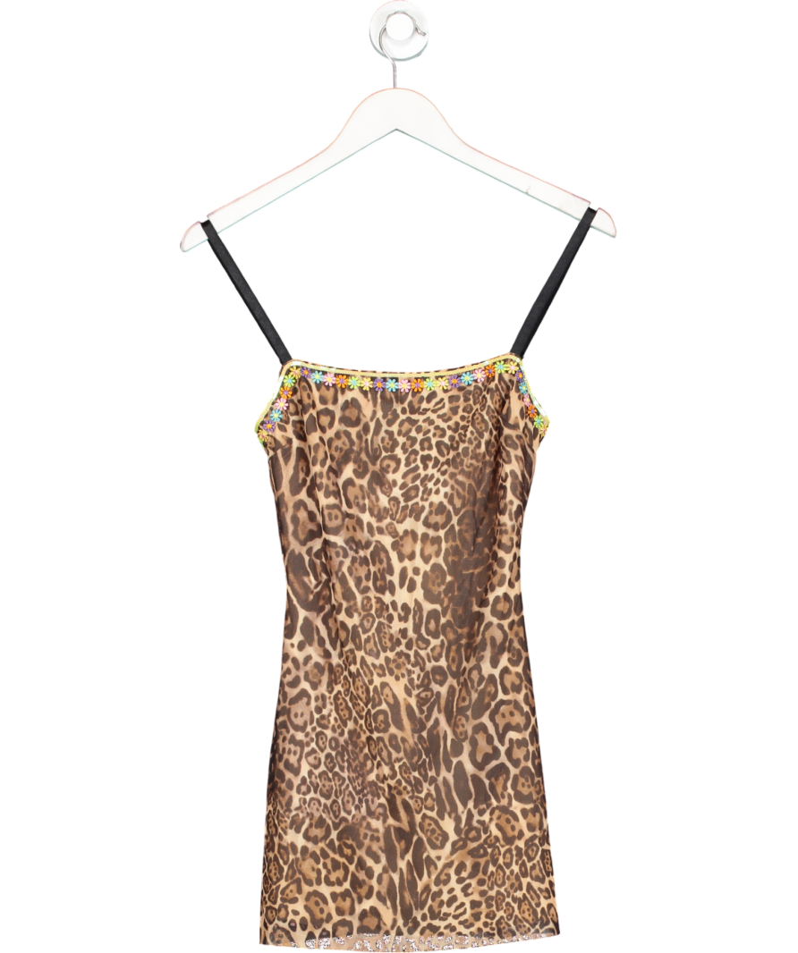 Danielle Guizio Leopard Mesh Mini Dress UK XS