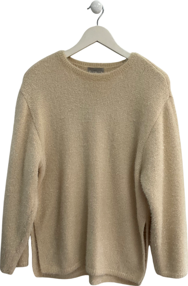 H&M Beige Oversized Metallic Thread Jumpe UK S