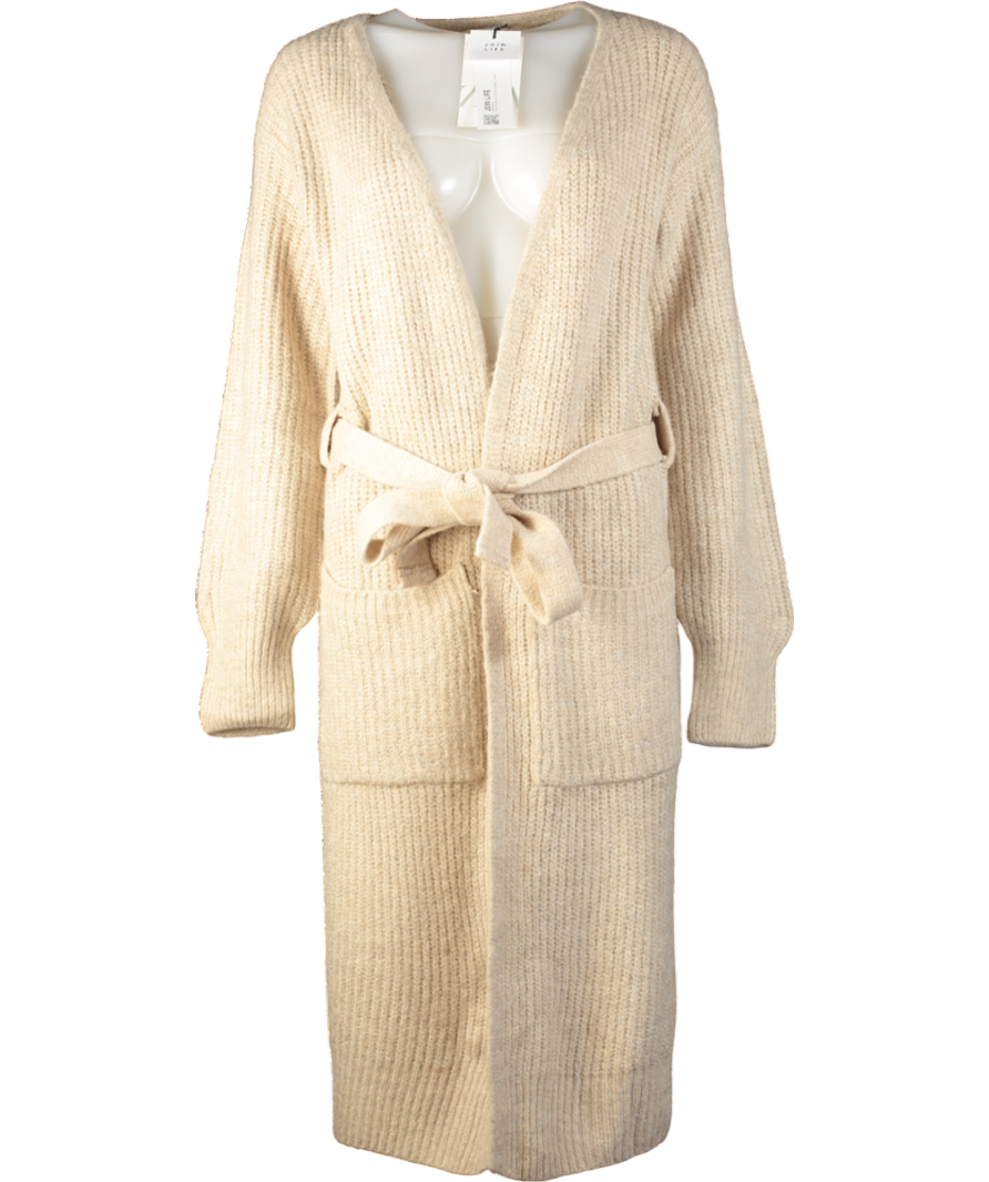 ZARA Cream Tie Belt Knit Cardigan UK S