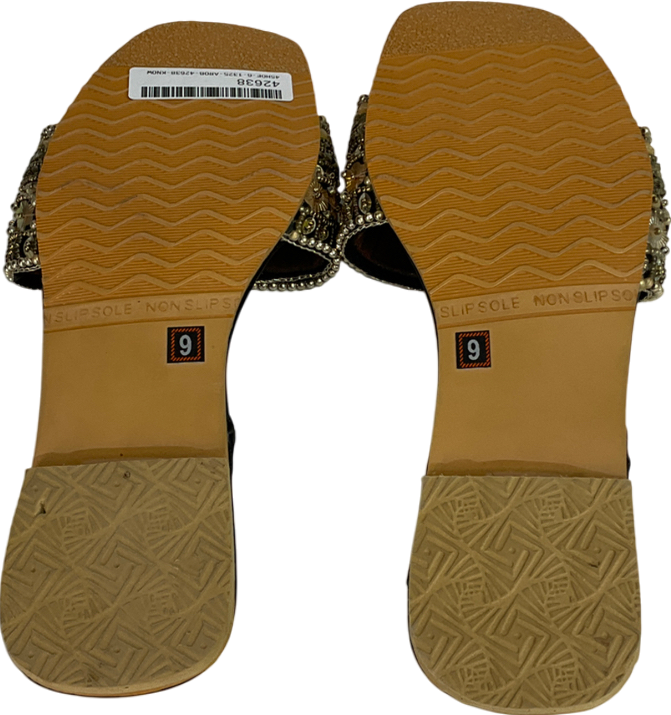 non slip sole Beaded Beige Backless Sandals UK 6 EU 39 👠